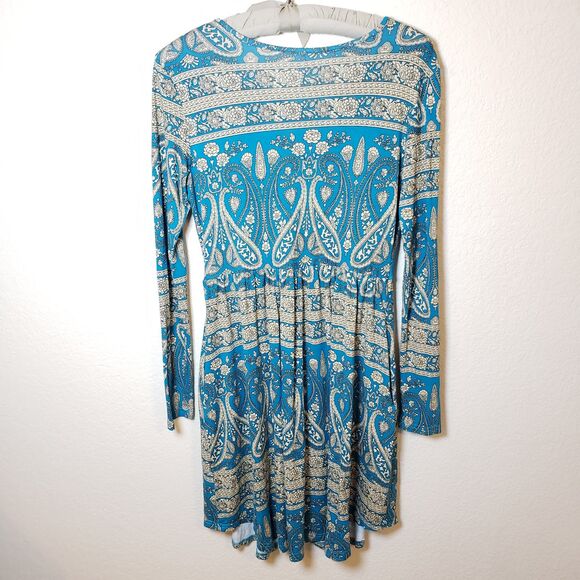 Long Sleeve Printed Dress with Pockets - Picture 3 of 4